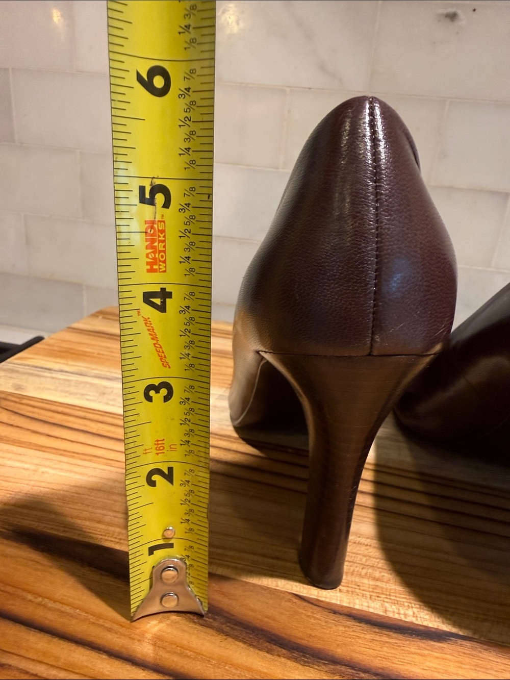 Lauren Ralph Lauren Zamora Chocolate Brown Leather High Heel Pumps SZ 7.5 - Picture 7 of 10